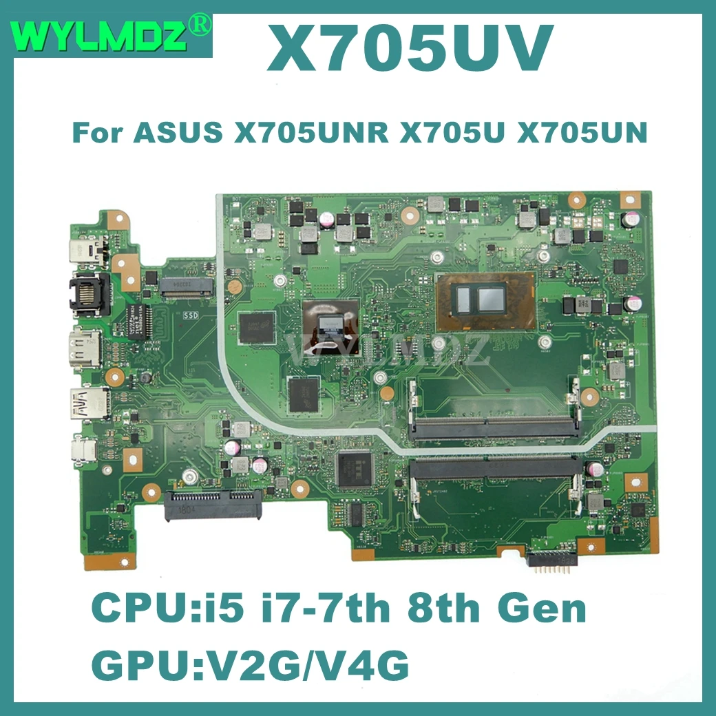 X705UV  Notebook Mainboard For ASUS X705UNR X705U X705UN X705UV X705UQR X705UQ Laptop Motherboard  i5 i7-7th 8th CPU V2G/V4G GPU