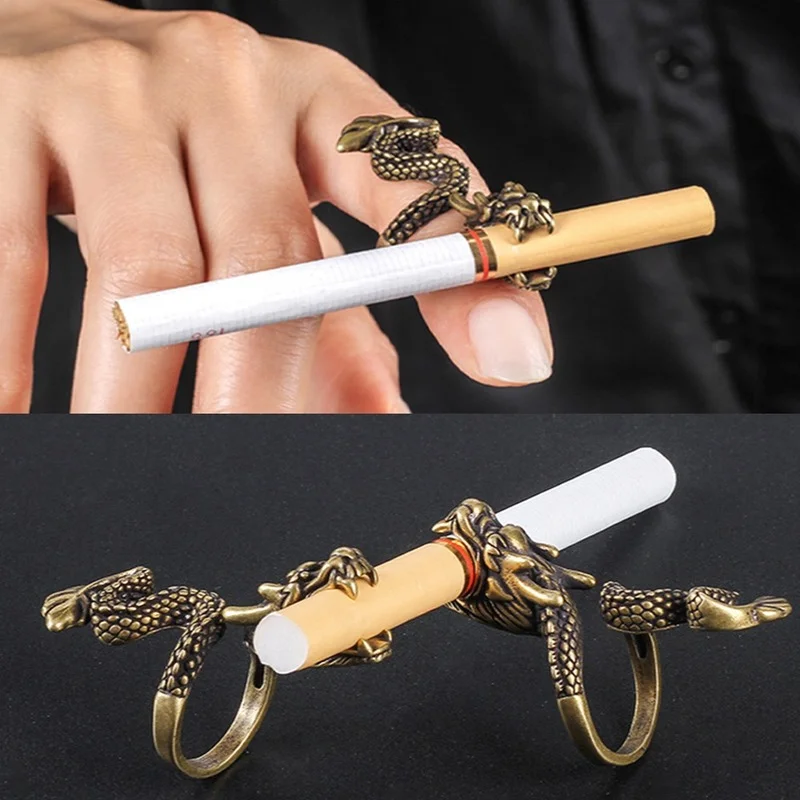 Cigarette Holder Dragon Ring Rack Metal Smoker Finger Clip Hand Rack Tobacco Cigarettes Smoking Pipe Ring Weed Accessories Gift