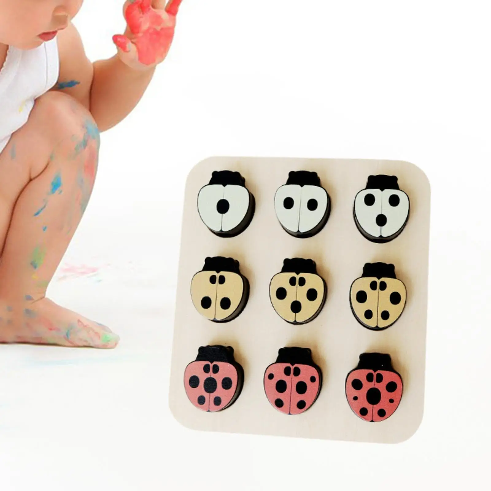 

Wooden Tray Puzzle Ladybug Development Educational Brain Game Counting Toy for Children Ages 3+ Kids Boy and Girl Birthday Gift