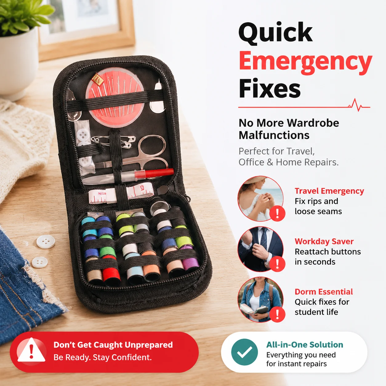 24-Color Portable Sewing Kit - All-in-One Emergency Repair Set for Home, Travel & Daily Clothing Fixes