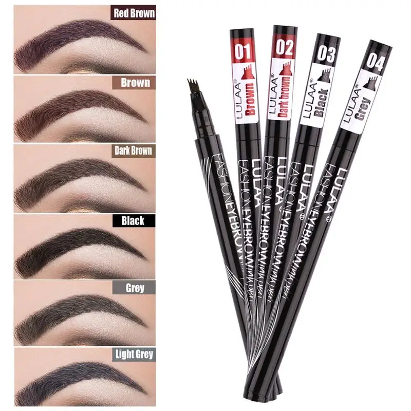 Waterproof Natural Eyebrow Pen Four-claw Eye Brow Tint Makeup Six Colors Pencil