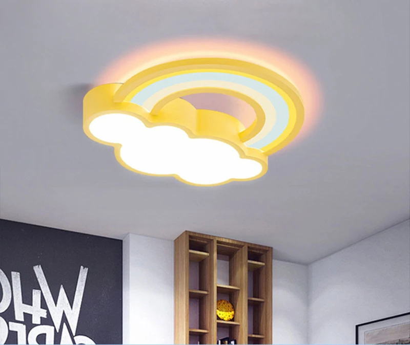 Children's Room Ceiling Lamp Cartoon Rainbow Clouds Simple And Warm Boys And Girls Bedroom Princess Room Light Fixtures