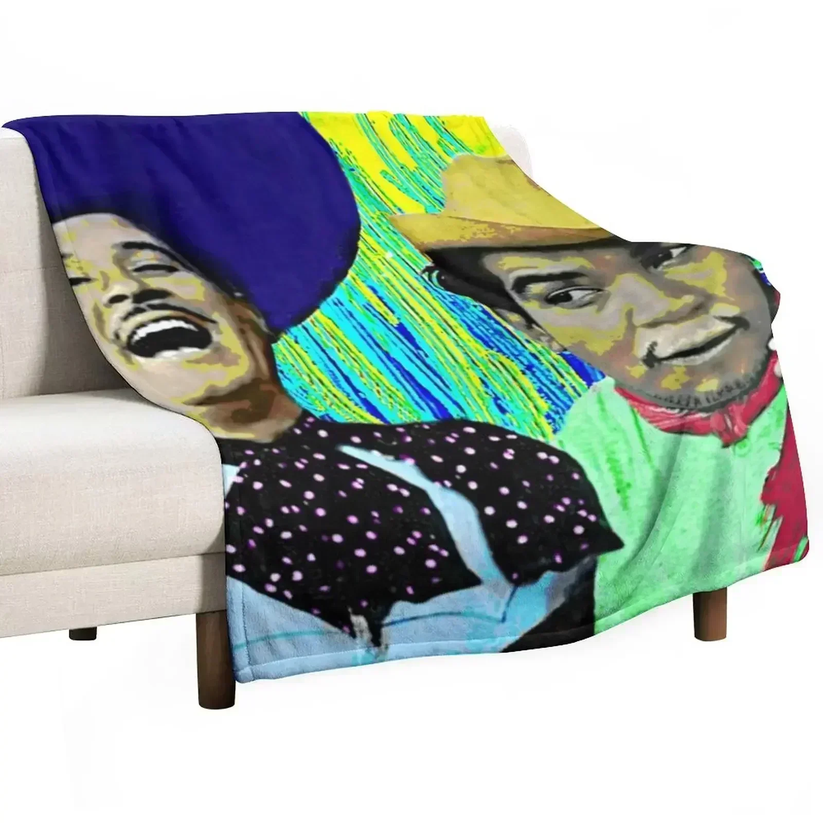 Manta suave para exteriores con diseño de Pedro Infante y Cantinflas cantando, estrellas mexicanas de la antigua cinepolítica, ideal para pícnic, playa y camping.