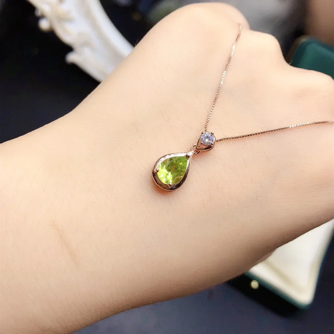 Imagem -03 - Colar de Prata Esterlina para Senhoras Natural Peridot Jóias Luxo Pingente Verde Pingente de Natal 925