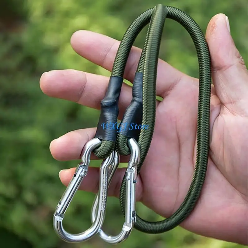 37JE Elastic Straps with Carabiner Hooks Heavy Duty Bungee Cord Strong Elastic Bungee Straps Luggage Packing Ropes Enduring