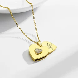 Custom Necklace Peach Heart Girlfriend Couple Combination Love Clavicle Chain Stainless Steel Engraved Name Valentine's Day Gift