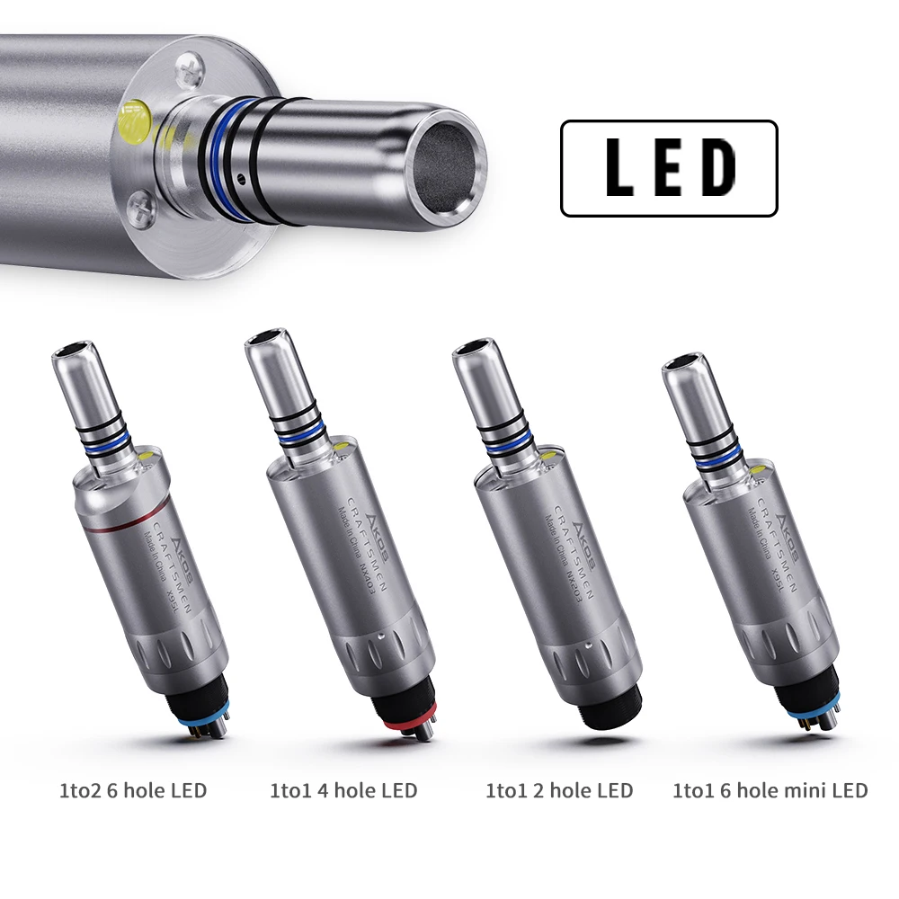 LED Illumination Dental Low Speed Air Motor With Micro Power Generator E-type 2/4/6 Hole Internal Water Spray