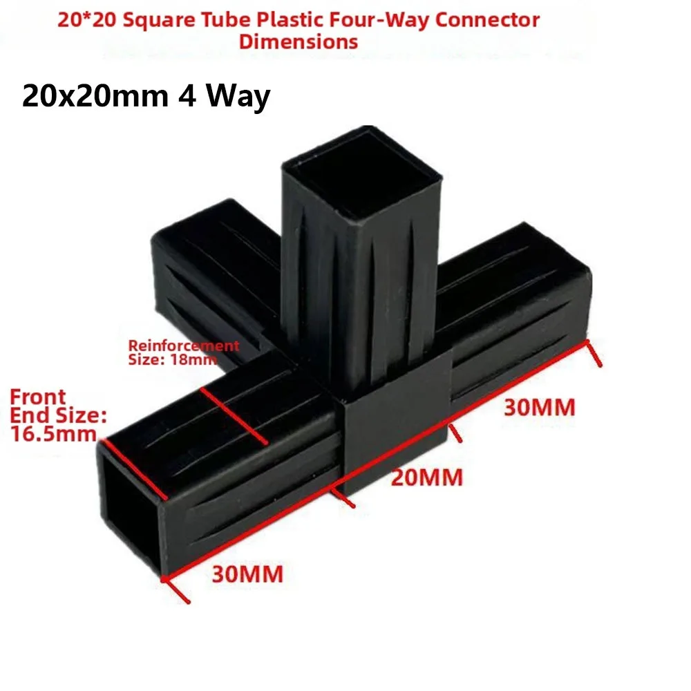 1Pcs 20/25/30mm Square Pipe Fitting X-L-T Shape Six Way Channel Pipe Angle Code Black 2/3/4/5-Way ABS Connector