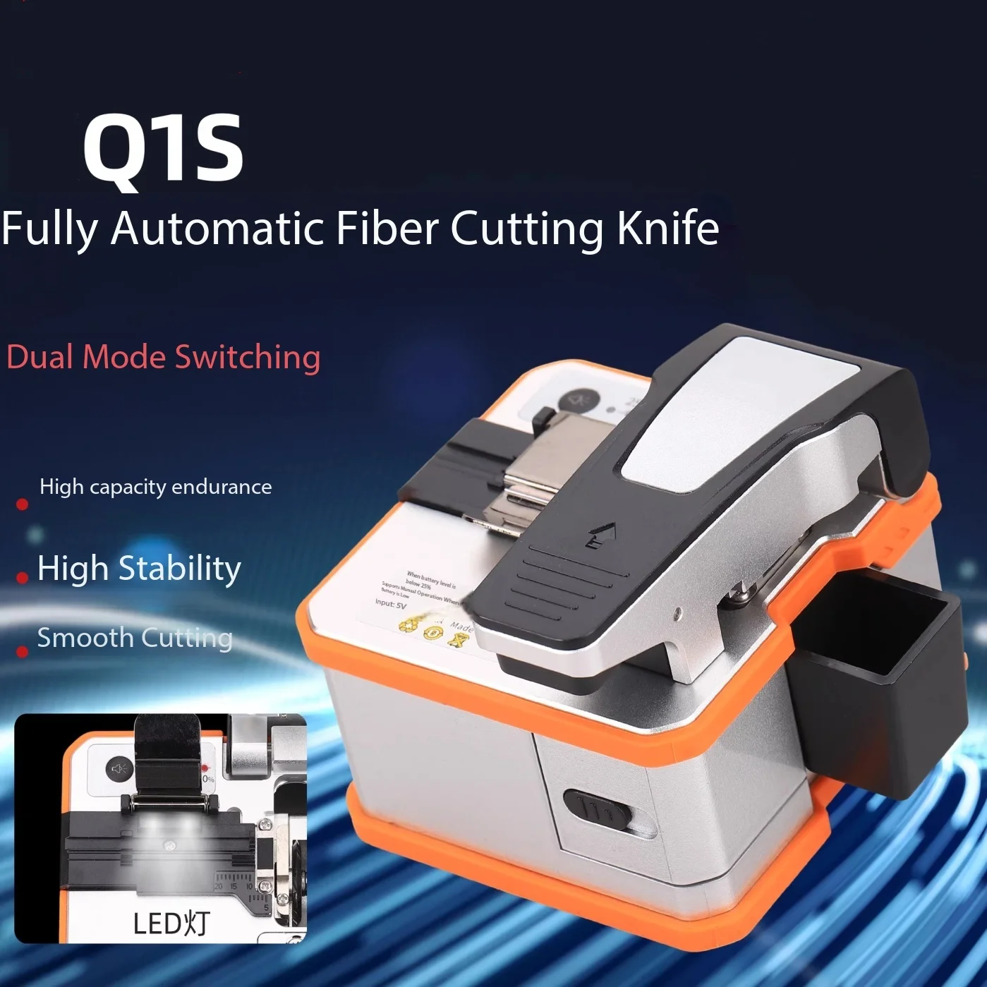 FTTH Q1S Optical Fiber Cleaver Fully Automatic Electric Rechargeable Optic Cable CutterHot/Cold Splicing Tool for Optical Cables