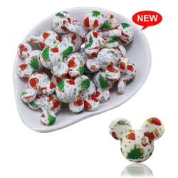 50Pcs Christmas Tree Santa Mouse Silicone Beads Focal Cat Beaded Pen Daisy Christmas Tree For Jewelry Necklace Making