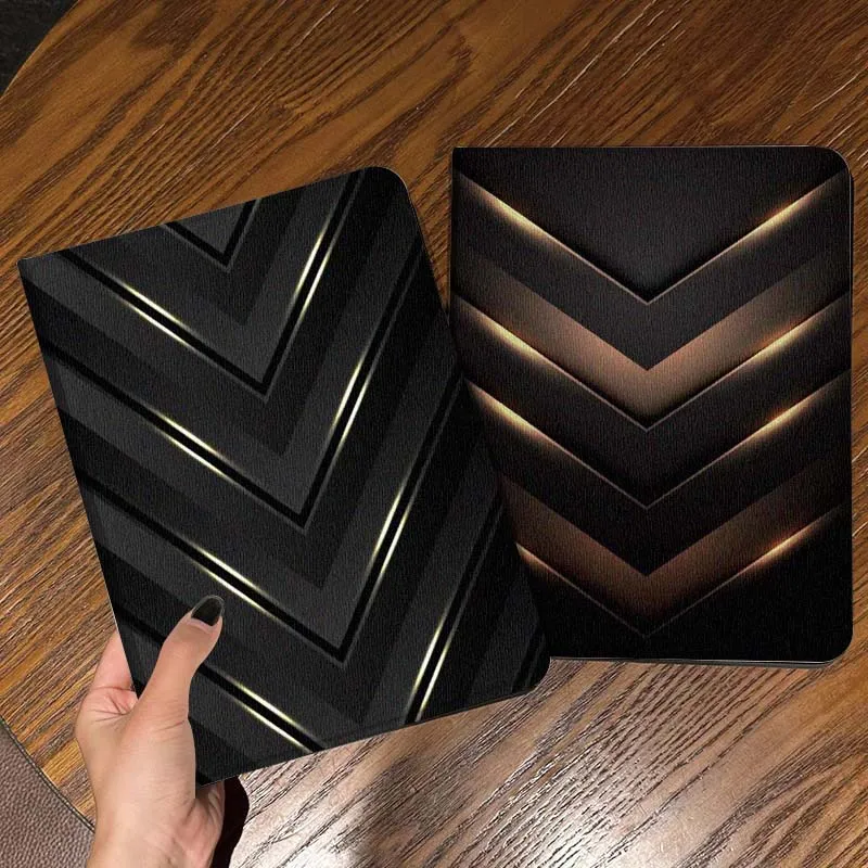 

Popular Black Chevron Shining For iPad Pro Air Mini 2 3 4 5 6 7 6th 7th 10th 11th 10.2 9.7 10.5 11 Foldable Tablet Case Gift