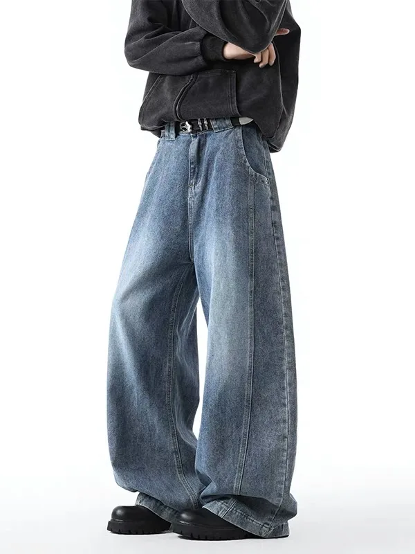 

Retro Blue High Street Loose Wide Leg Jeans Women's New 2026 American Design Sensation High Waist Dra Knife Pants