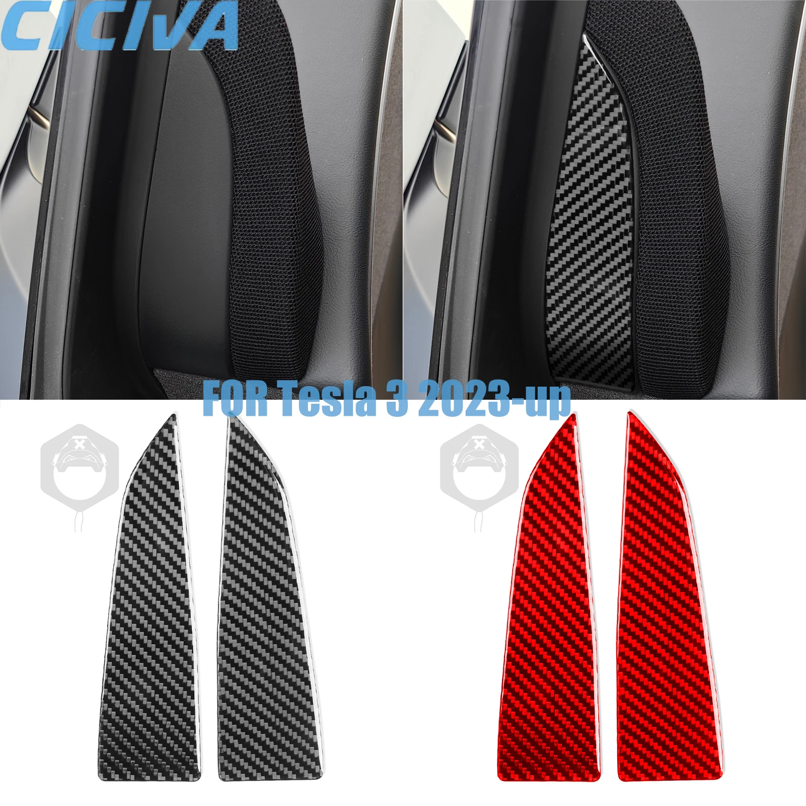 

For Tesla 3 2023-up Inner door A-pillar Decorative Real Carbon Fiber Stickers Car Interior Accessories