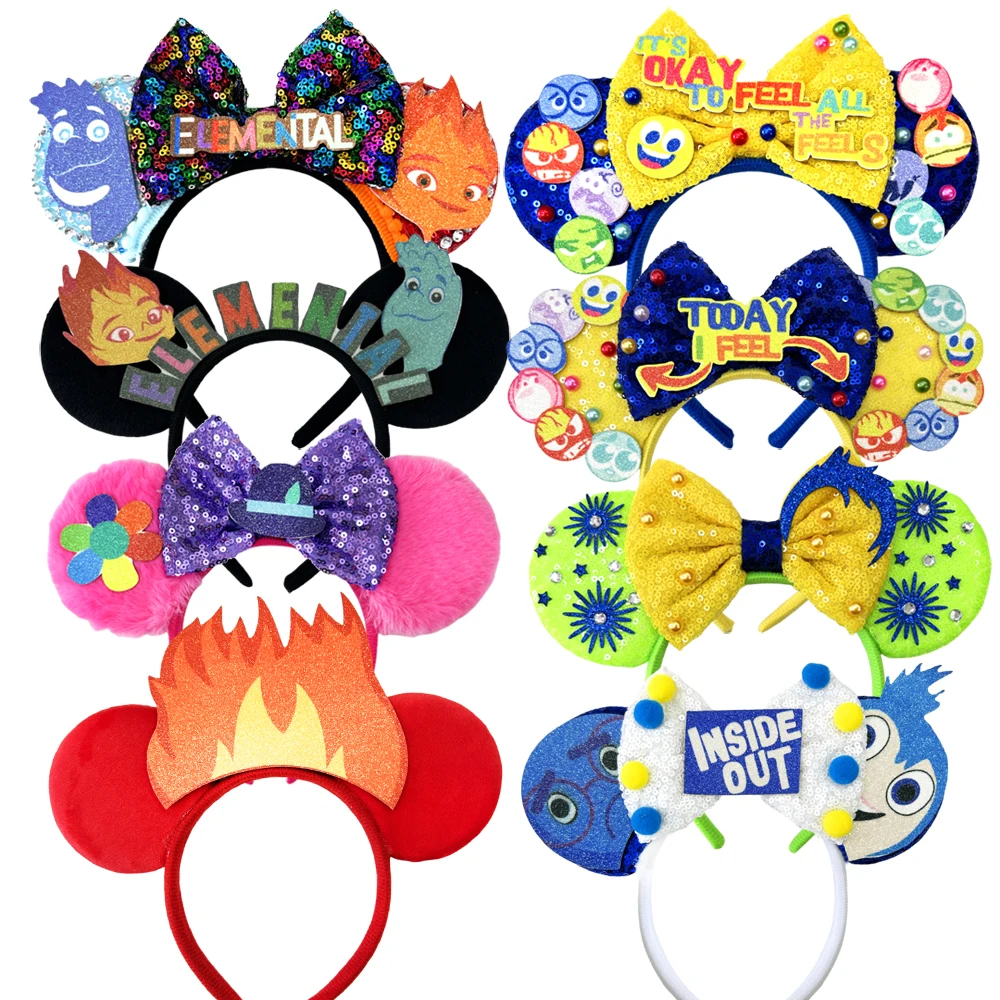 Hot Inside Out 2 Mickey Mouse Headband Movie Peripheral Theme Disney Anxiety Anger Envy Bing Bong Cute Headwear Accessories Gift