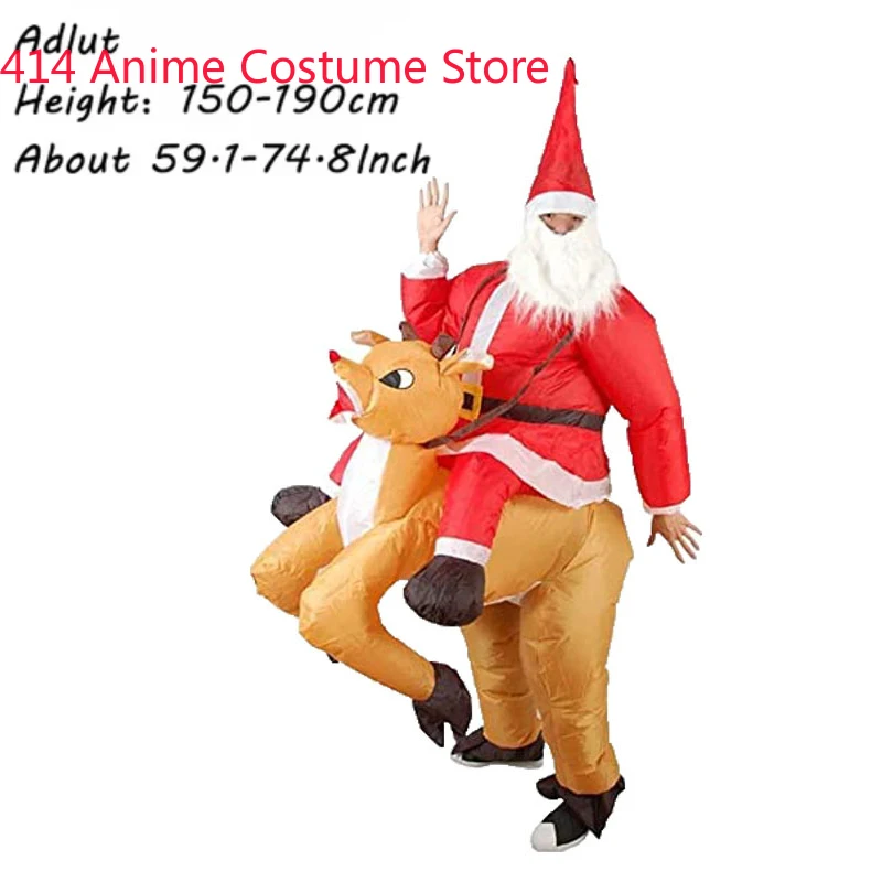 Christmas Funny Inflatable Costumes Gingerbread Man Santa Claus Elk Snowman Tree Cosplay Costume Adult Kids Carnival Party