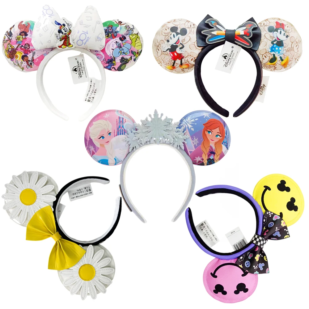 Disney Minnie Ears Headband Frozen Holiday Party PU Headdress Bows EARS COSTUME  Cosplay Plush Adult/Kids Headband Gift