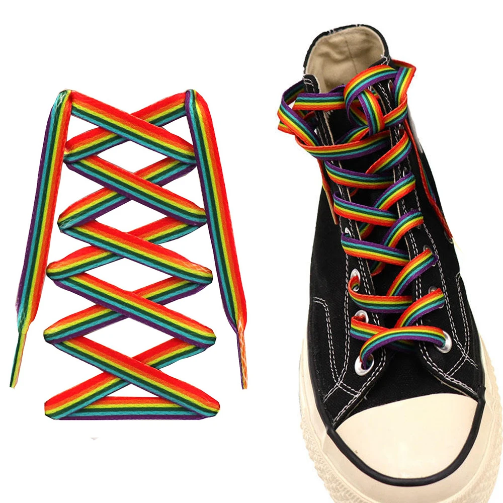 Rainbow Shoelace Gradient Color Low-cut High Top Canvas Shoes Laces Rainbow Personalized Printing Shoelaces Accesories