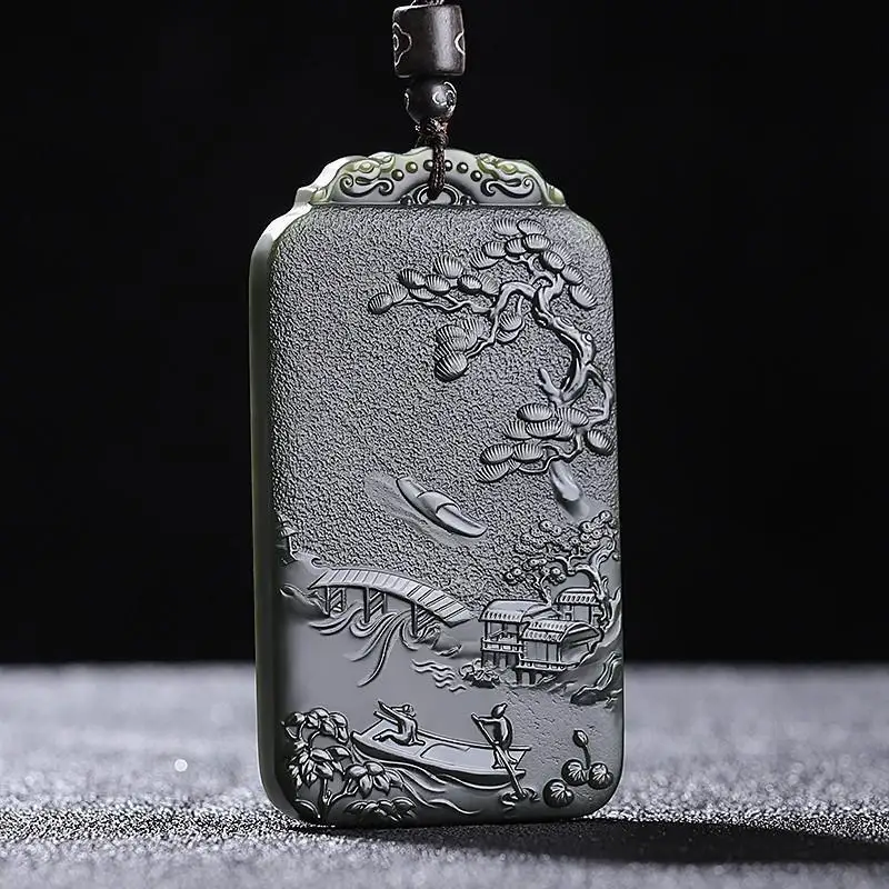 Shanhe Men's Fine Material Landscape Brand Jade Pendant