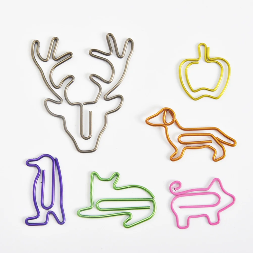 100Pcs Cute Pig Cartoon Metal Paper Clips Pink Colorful Office School Stationery Supplies File Holder Organizers