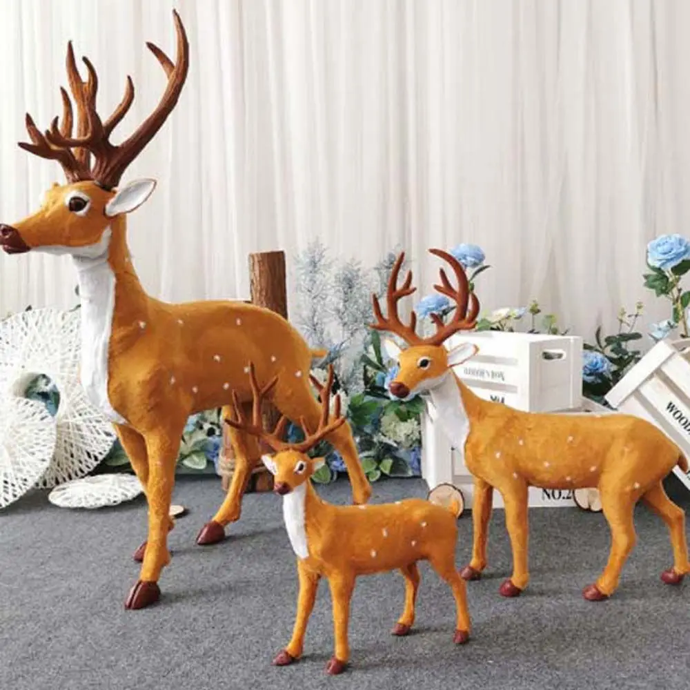 1 PCS Handmade Simulation Deer Creative Plush Elk Miniature Figurine Cartoon Design Reindeer Ornament