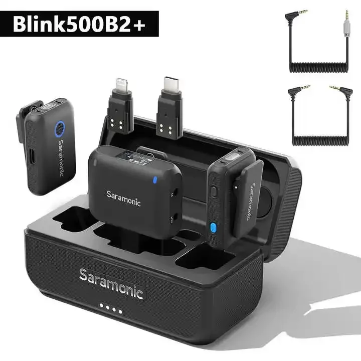 Saramonic Blink500B2 + ميكروفون لاسلكي Lavalier Lapel كاميرات iPhone DSLR تسجيل يوتيوب بث إلغاء الضوضاء