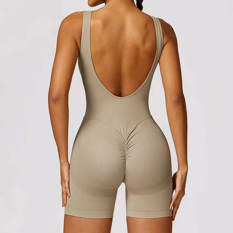 Seamless Short Sports Jumpsuit Women Sportswear Suit Sleeveless Gym One-piece Set Women Workout Rompers Female Fitness Bodysuits