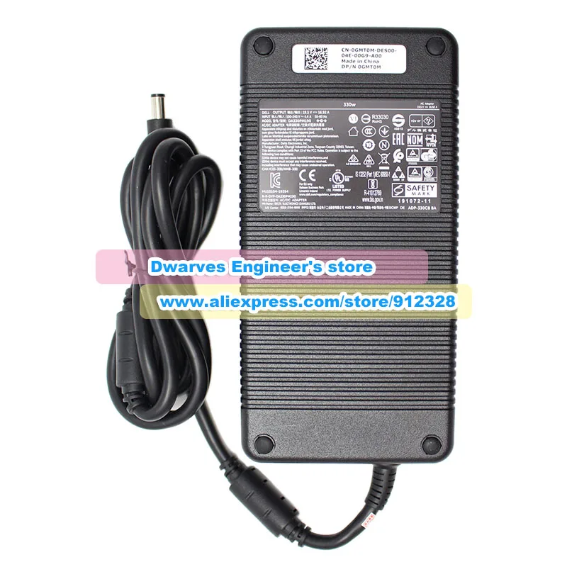 Genuine DA330PM190 LA330PM190 AC Adapter 19.5V 16.92A 330W for DELL ALIENWARE M18X R2 R3 X51 17R5 51M M17 R3 Gaming Laptop