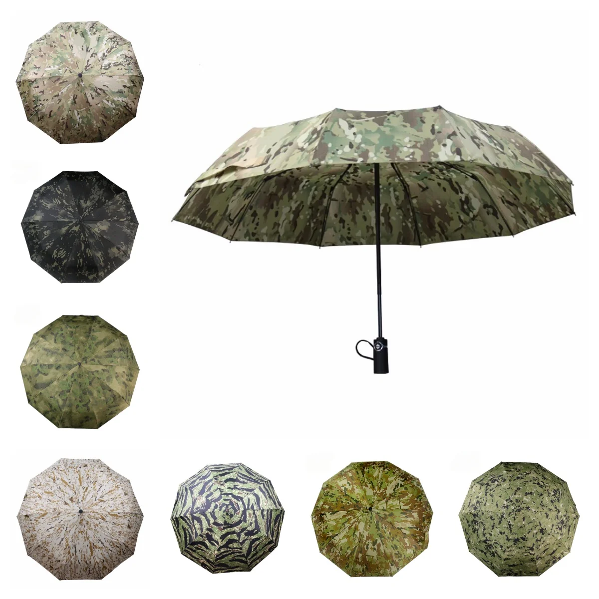 

A-TACS FG Multicam MC Tiger Stripe Camouflage Automatic Umbrella AOR1 AOR2 AMCU Camo Folding Umbrella Men Women Army Fans Gift
