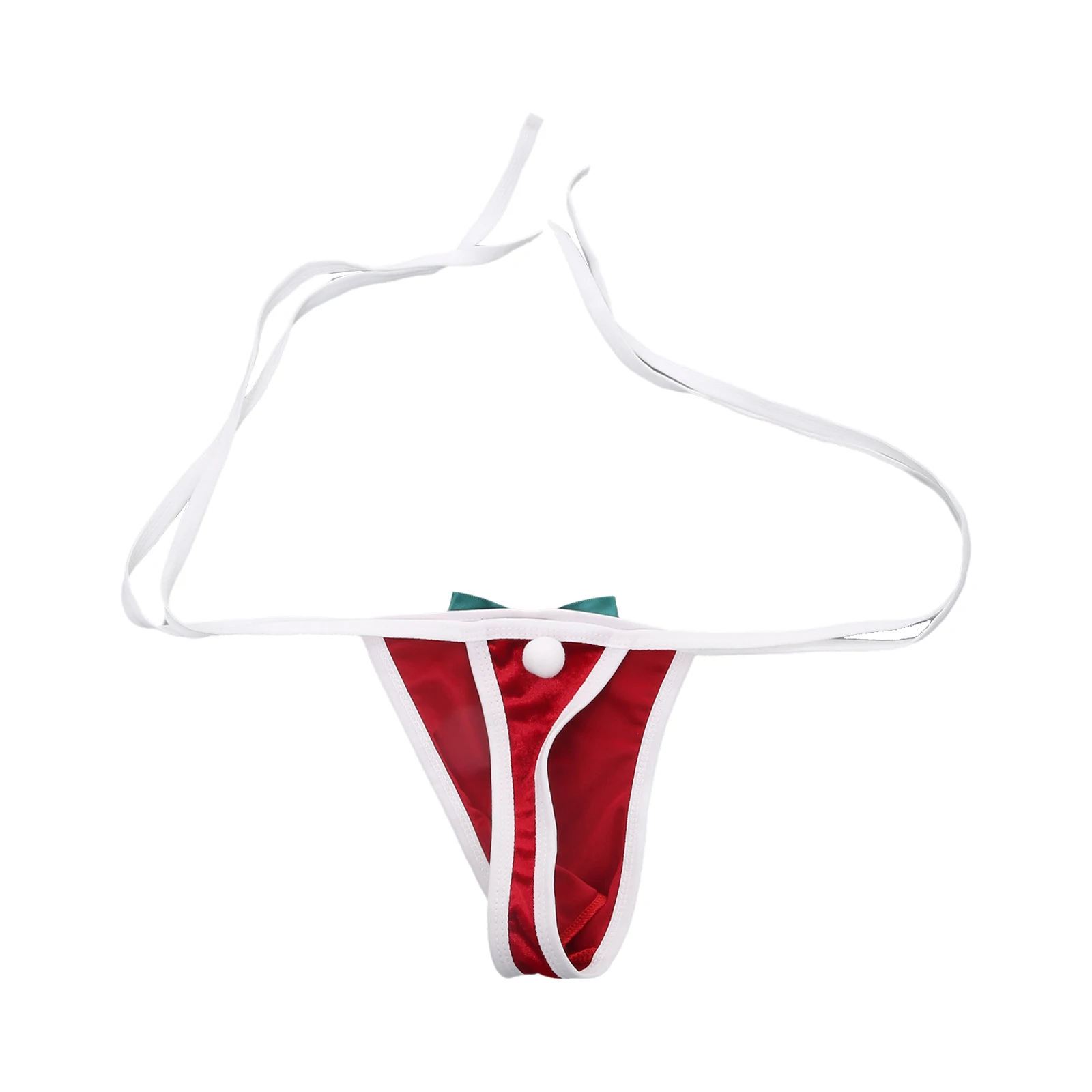 رجل عيد الميلاد مضحك الملابس الداخلية مثير سيور الملابس الداخلية منخفضة الارتفاع الدانتيل متابعة ثونغ الملابس الداخلية أو الرسن الصدرية أعلى المخملية سانتا نوم #2