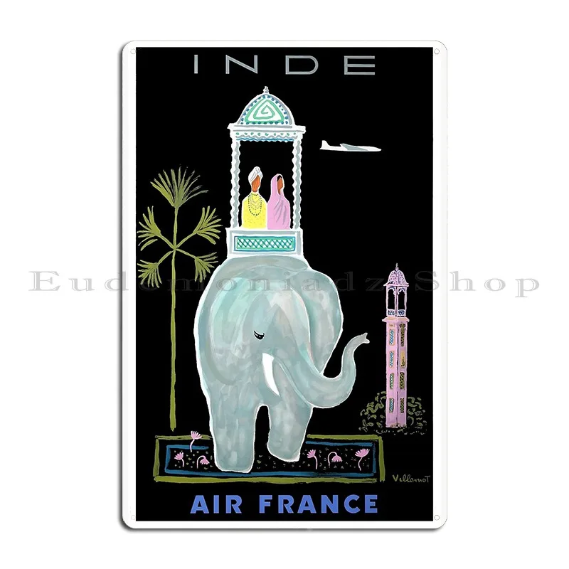 1956 Air France India Travel Poster Metal Sign Designing Party Customize Wall Decor Decoration Tin Sign Poster