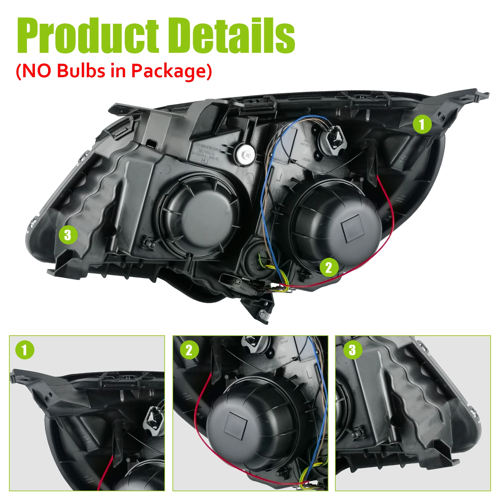 مجموعة مصابيح السيارة الأمامية لسيارة شيفروليه إكوينوكس 16-17، عدسة شفافة، 1 كشافات أمامية يسار #4