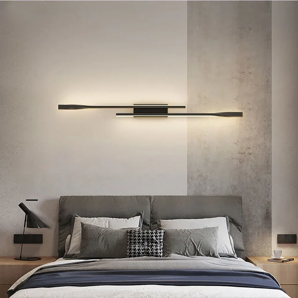 

Luxury Creative Long Strip Wall Lamp Light Modern Nordic Bedroom Bedside TV Living Room Simple Lighting Design