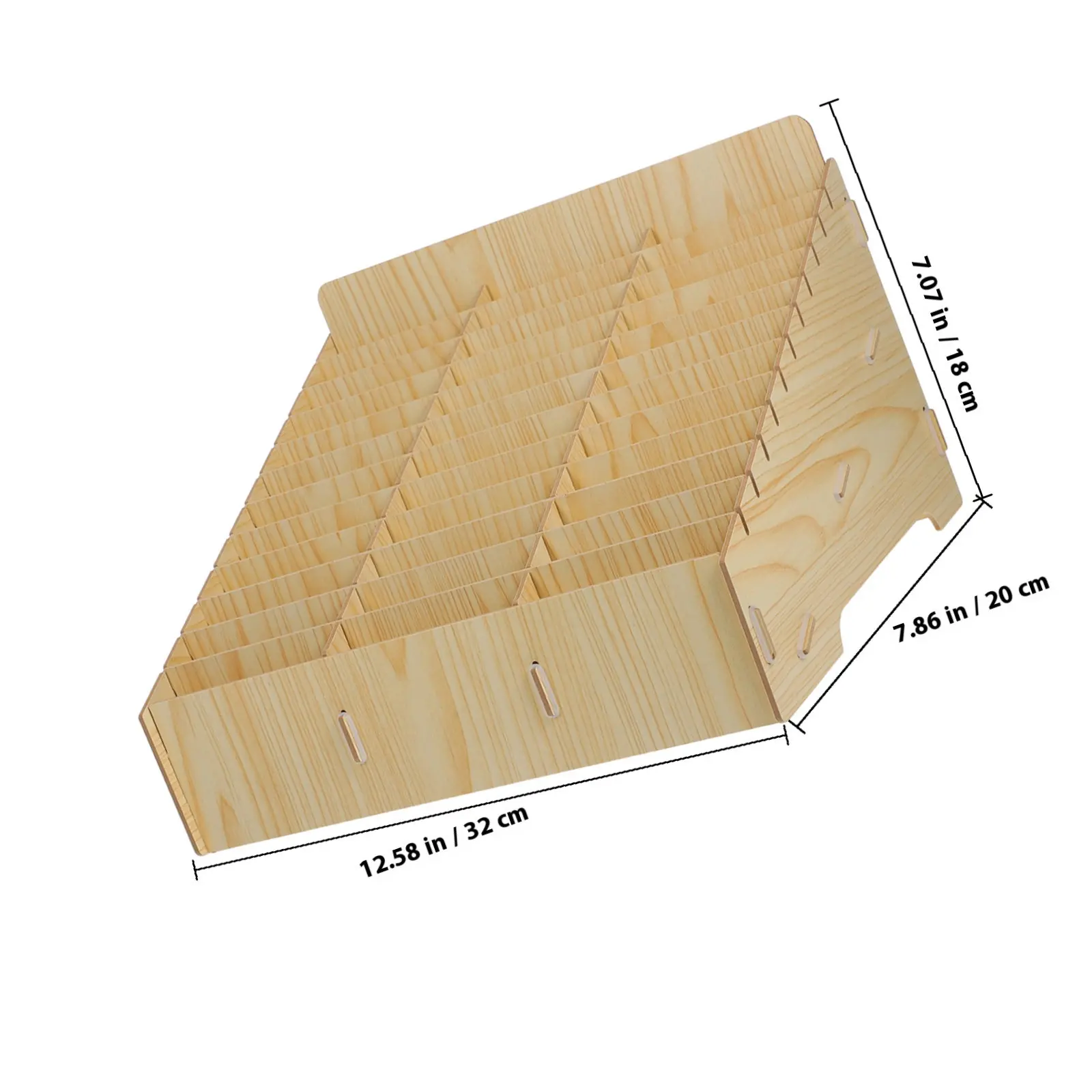 Multi-Compartment Wooden Phone Holder Desktop Storage Box for Meeting Room Office School Mobile Phone Display Organizer
