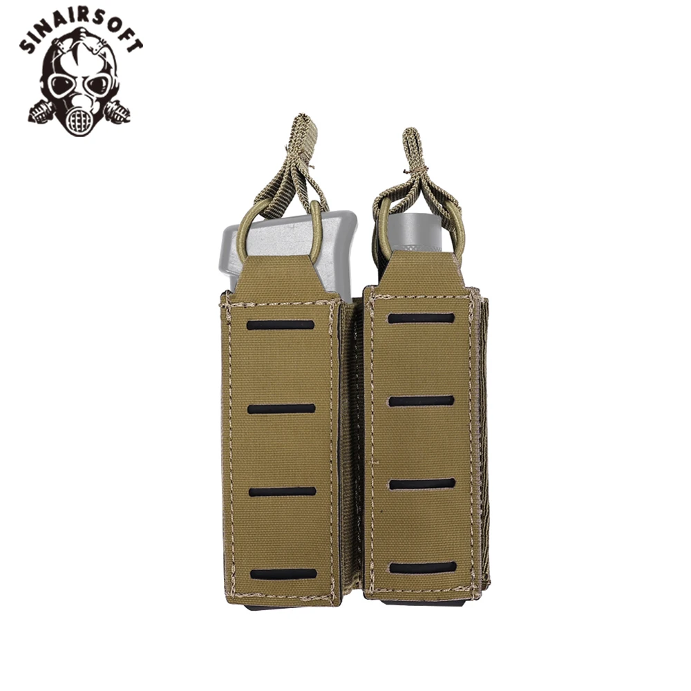 

SINAIRSOFT Tactical Hunting LSR 9mm Magazine Pouch Double Mag Carrier MOLLE Pouch Laser Cut