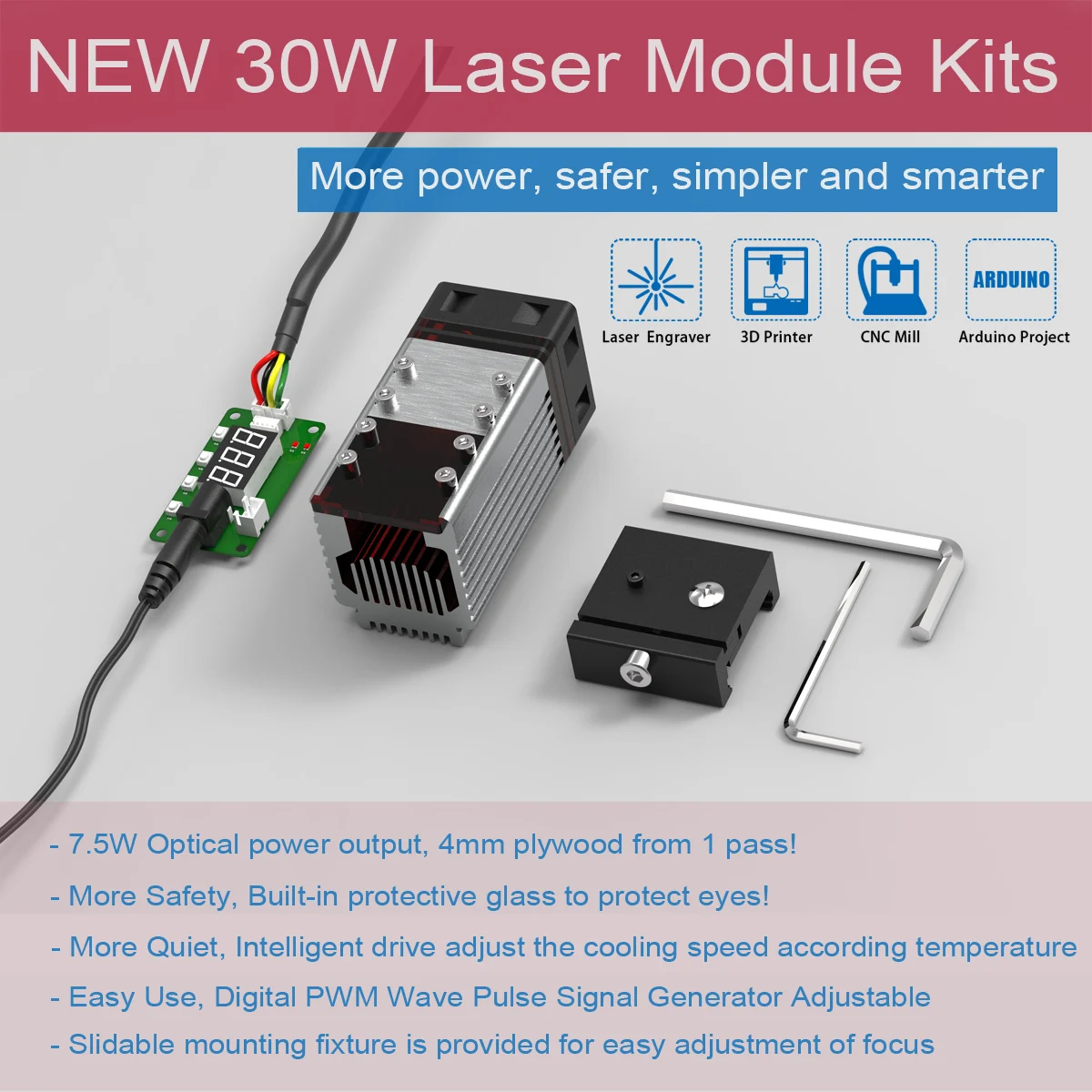 30W/40W 450nm Laser Module Kit for Neje Master Series Mini Engraver Accessory DIY Tools   Head