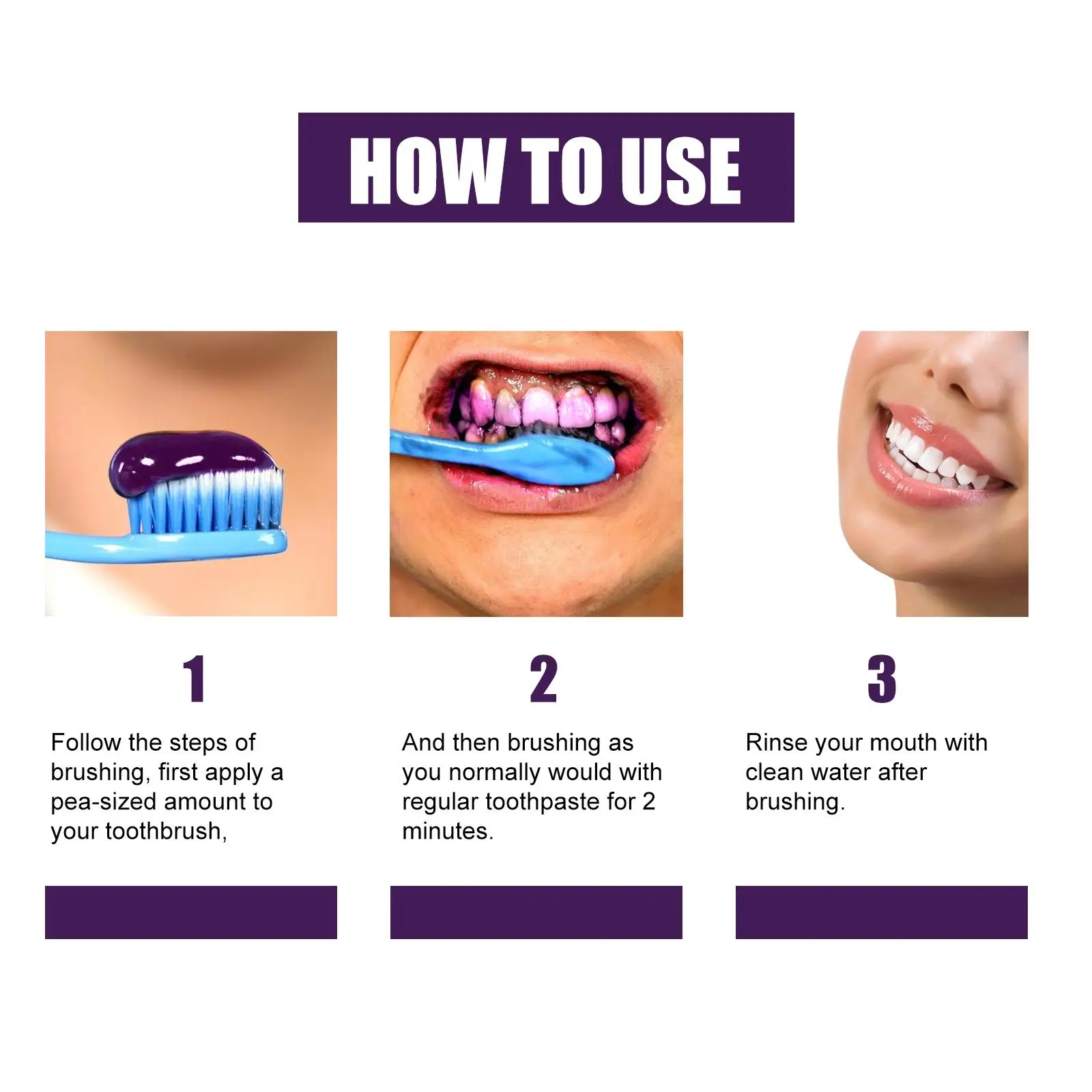 50ml Purple Safe Whitening Toothpaste Refreshing Breath Tooth Dentifrice Mousse Cleaning Teeth Plaque Foam Care Removal Tee J6B8