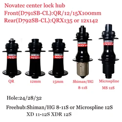 Novatec D791SB D792SB Center Lock Disc 24/28/32Hole Hub Shiman HG XD XDR Microspline MS Freehub QR/12/15X100 QRX135 12X142