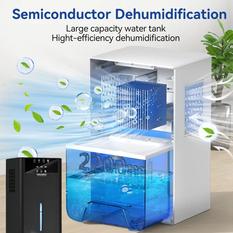 Deshumidificador con Pantalla LED y Filtro de Aire Básico, Deshumidificador Portátil Pequeño con Apagado Automático, Control de Humedad para Hogar y Oficina