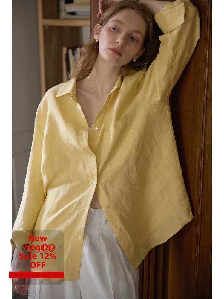 

Высококачественный комплект из чистого льна с песочной талией Long Sve irt и вышитыми ремнями, удобный дышащий женский деловой комплект...