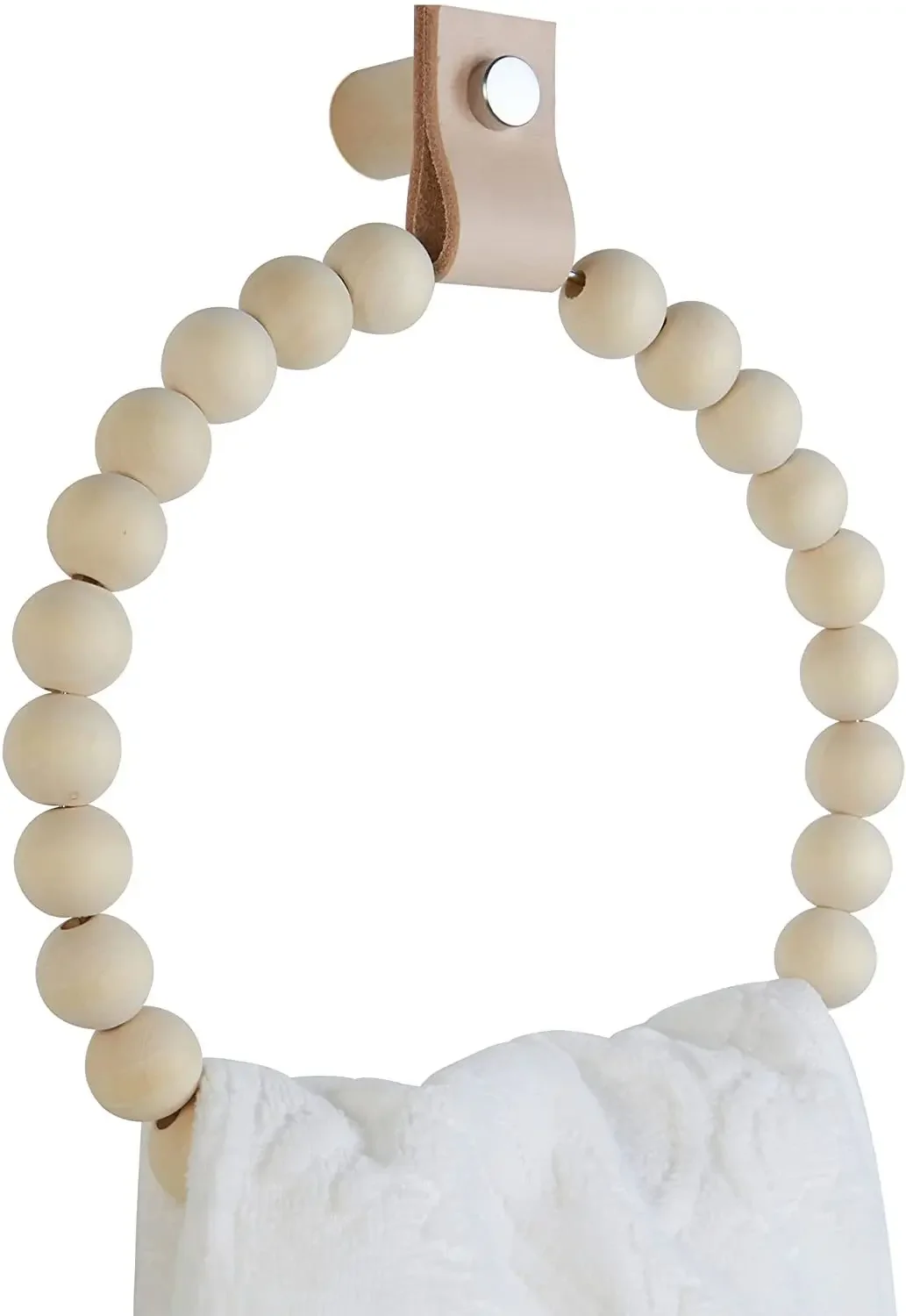 Bathroom Towel Rack Wall Mounted Farmhouse Wood Bead Towel holder Kitchen Home Decor Towel Rack Boho Wood Bead Ring Rack