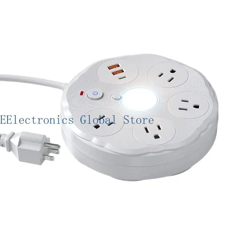 462B Adjustable LED Desk Light Night Lamp With 3 Color Temperatures And 4AC Outlet