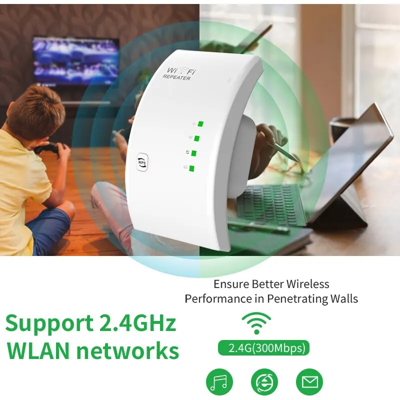 PIXLINK-Répéteur WiFi 300Mbps 2.4G, Amplificateur de Portée, Prolongateur de Réseau Domestique, Mode I, Internet Long WR01