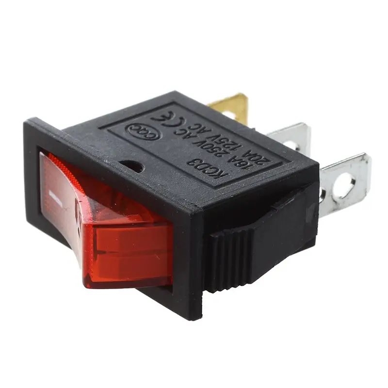 B63B-AC 16A/250V 20A/125V Red Light Illuminated On Off SPST Boat Rocker Switch X 25 Pcs