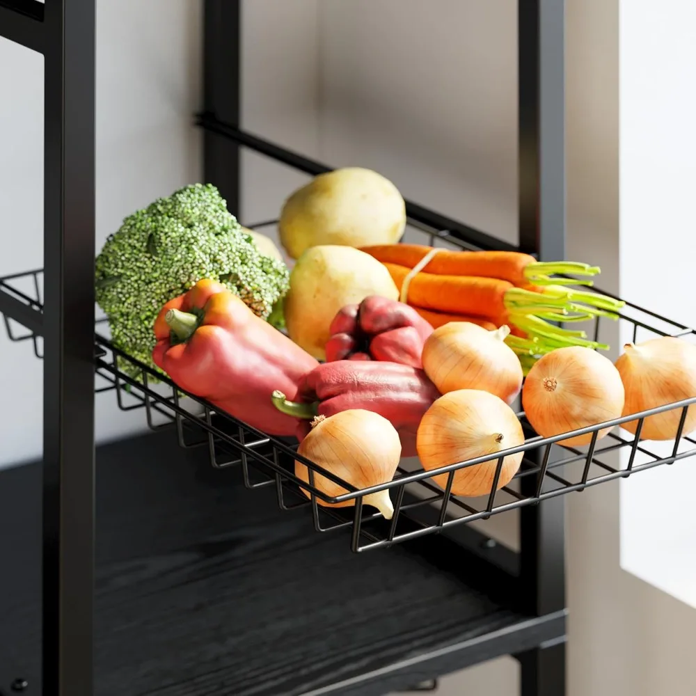 خزانة بار القهوة الصناعية مع خزائن تخزين ومخرج طاقة، وحامل ميكروويف للمطبخ مقاس 45.3 بوصة ووحدة رفوف