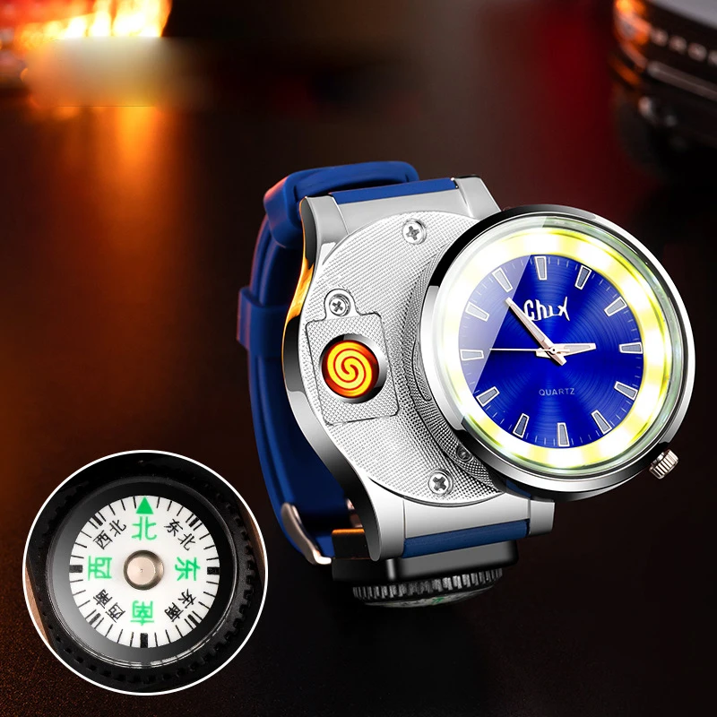 Personalized Watch Compass Lighter Cigarette Lighter Tungsten Windproof Rechargeable Lighters Lighting Smoking  Accessories Gift