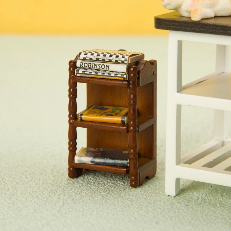 Mesita de noche en miniatura para casa de muñecas, estante de almacenamiento, mesita de noche, muebles, modelo de decoración para dormitorio, accesorios para casa de muñecas de juguete, 1:12