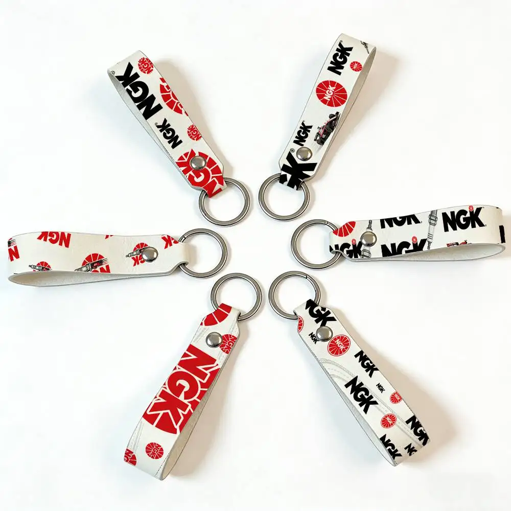 

Fashion For NGK Soft PU Leather Motorcycle Keychain Lightweight Key Holder For Scooter Racing