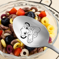 Disney Lion King Stainless Steel Spoons Long Ladle Cute Cartoon Simba  Milk Spoon Stirring Kitchenwares Birthday Gifts