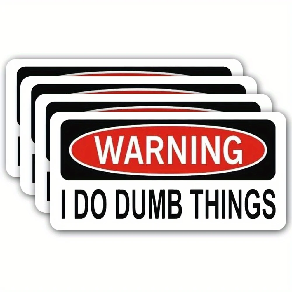 4 TEILE/SATZ Humorvoller Aufkleber „Warning I Do Dumb Things“ – selbstklebend für Auto, Laptop, Handyhülle, lustiges Geschenk für Enthusiasten