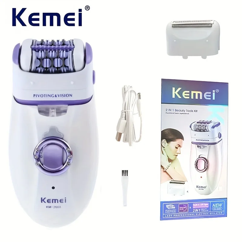 Kemei KM-2668 Lady Body Facial Epilator Rechargeable Shaver Shaving Women Hair Remover Electric Body Depilation Machine